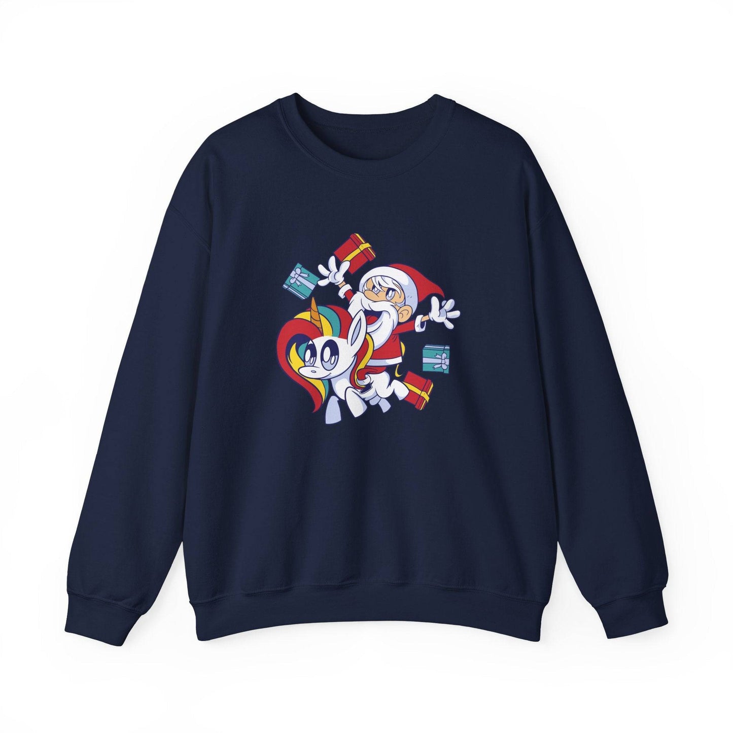 Santa and Unicorn Sweatshirt - Fun and Whimsical Christmas Gift - Goateez Style