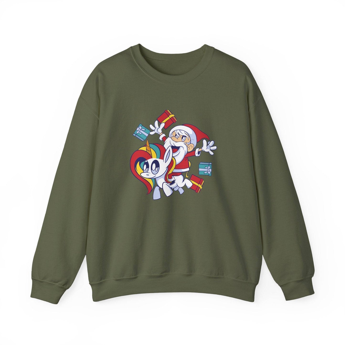 Santa and Unicorn Sweatshirt - Fun and Whimsical Christmas Gift - Goateez Style