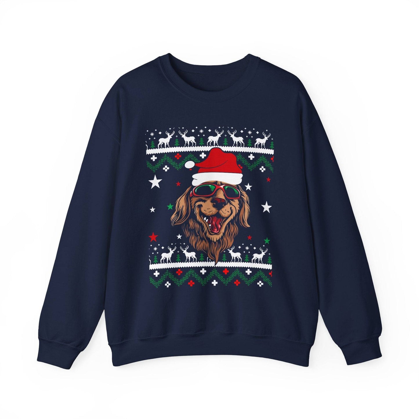 Santa Dog Ugly Christmas Sweatshirt - Funny Holiday Graphic Pullover - Goateez Style