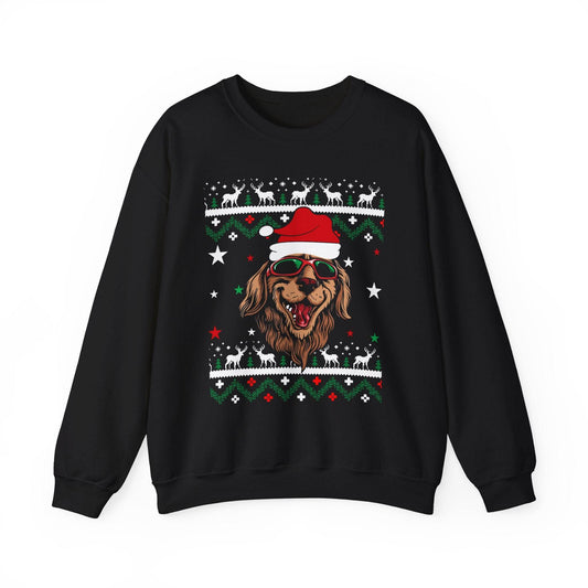Santa Dog Ugly Christmas Sweatshirt - Funny Holiday Graphic Pullover - Goateez Style