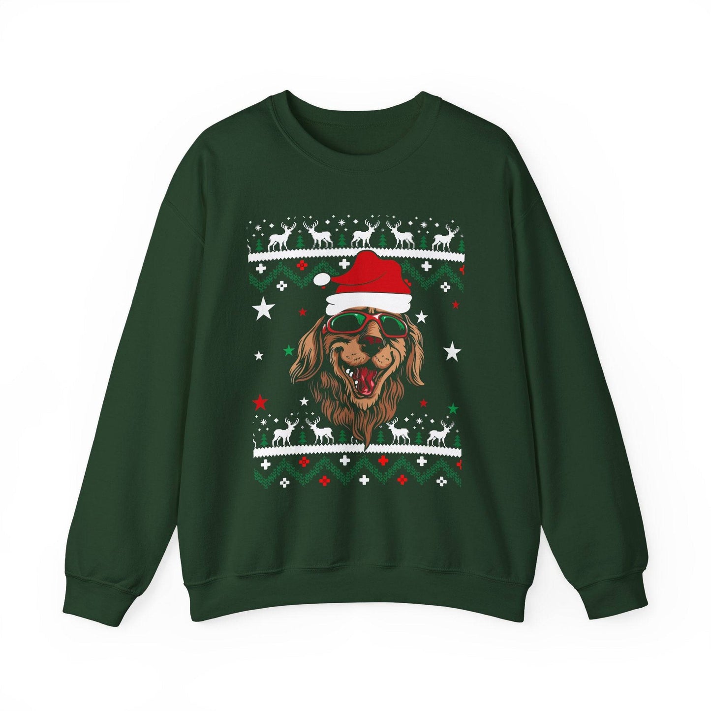 Santa Dog Ugly Christmas Sweatshirt - Funny Holiday Graphic Pullover - Goateez Style