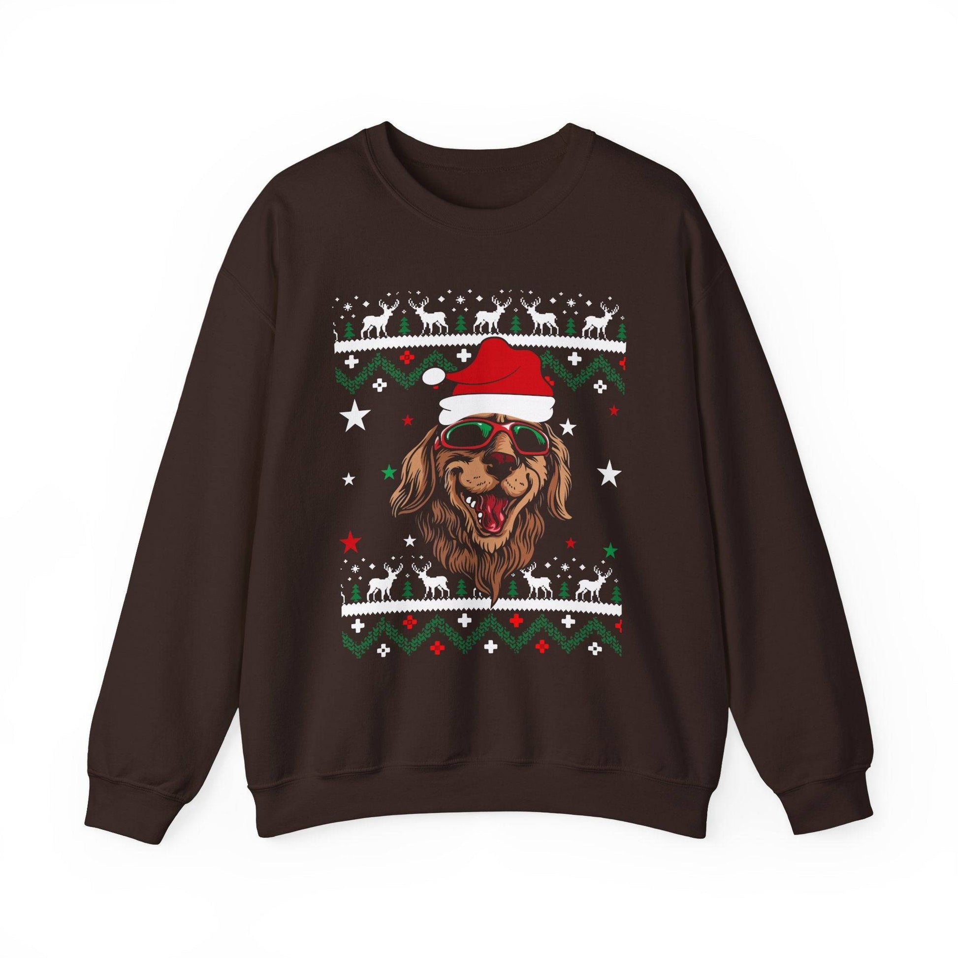 Santa Dog Ugly Christmas Sweatshirt - Funny Holiday Graphic Pullover - Goateez Style