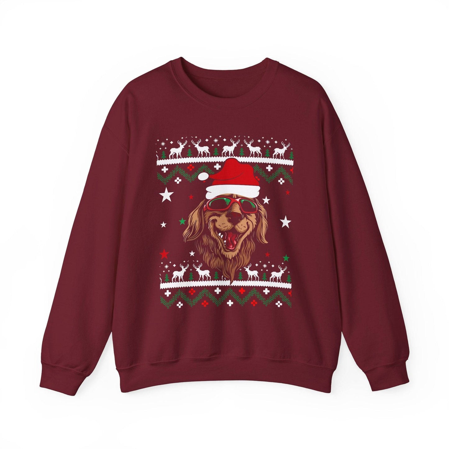 Santa Dog Ugly Christmas Sweatshirt - Funny Holiday Graphic Pullover - Goateez Style