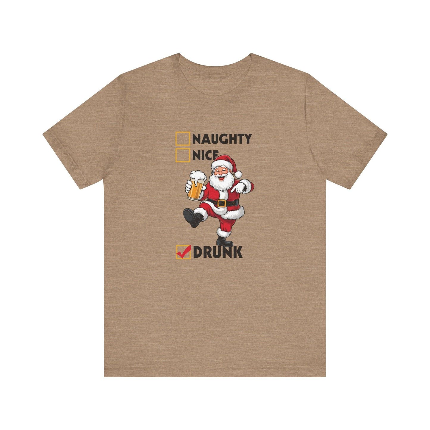 Santa Drunk Checklist Christmas T-Shirt - Funny Holiday Shirt - Goateez Style