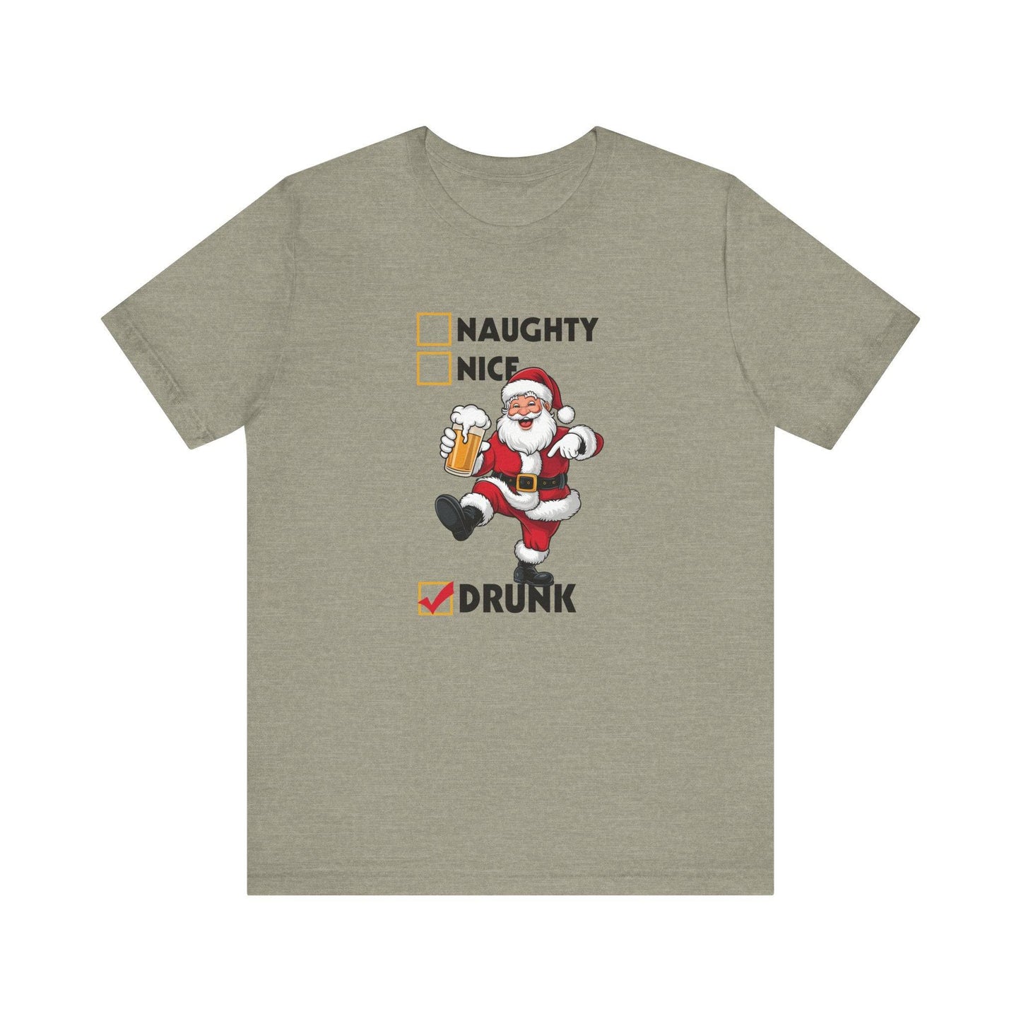 Santa Drunk Checklist Christmas T-Shirt - Funny Holiday Shirt - Goateez Style