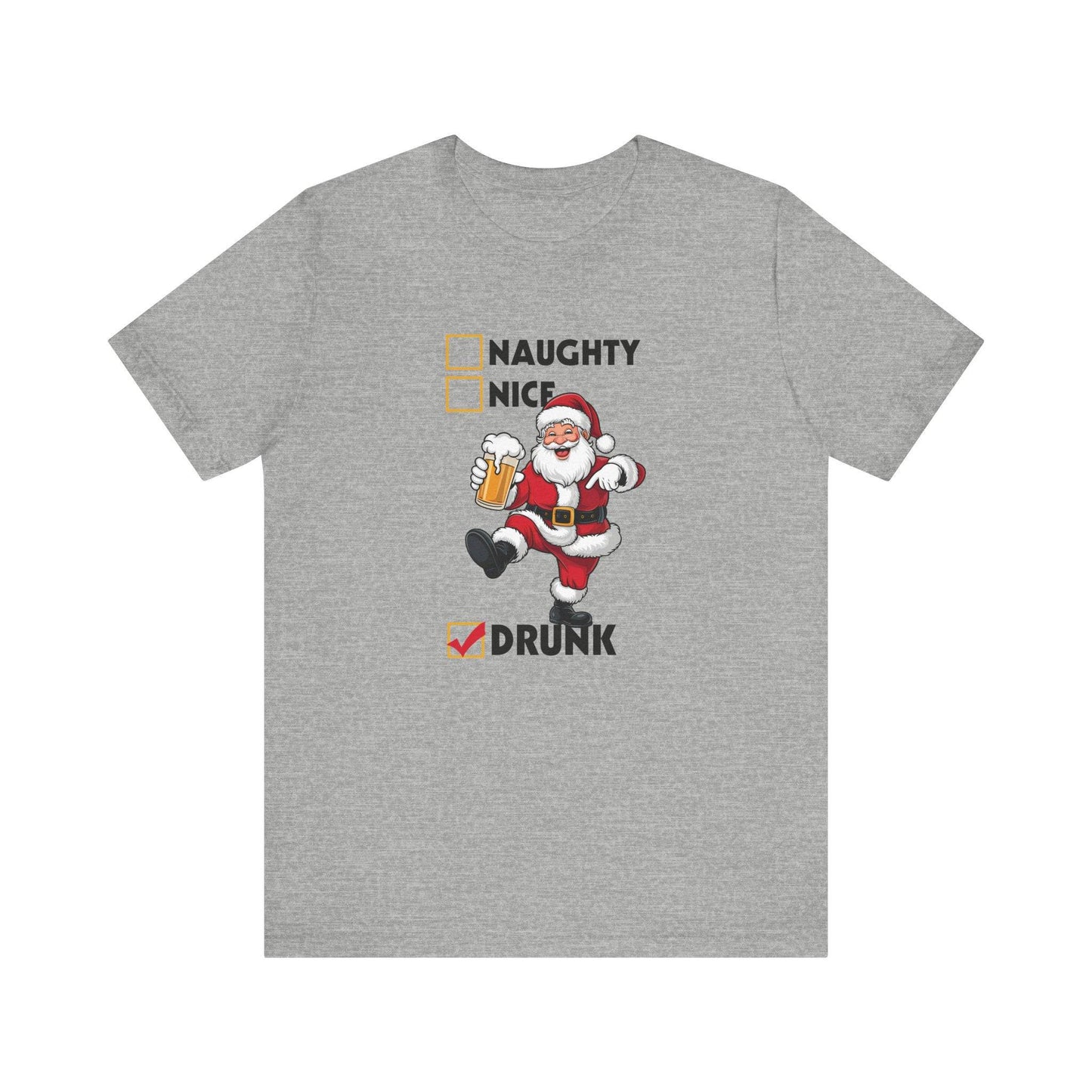 Santa Drunk Checklist Christmas T-Shirt - Funny Holiday Shirt - Goateez Style