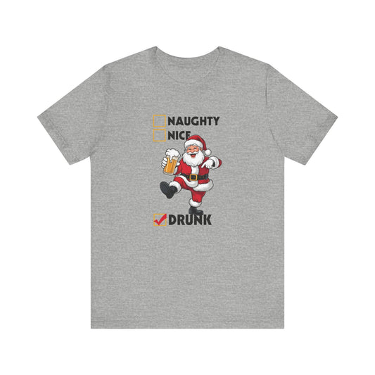 Santa Drunk Checklist Christmas T-Shirt - Funny Holiday Shirt - Goateez Style