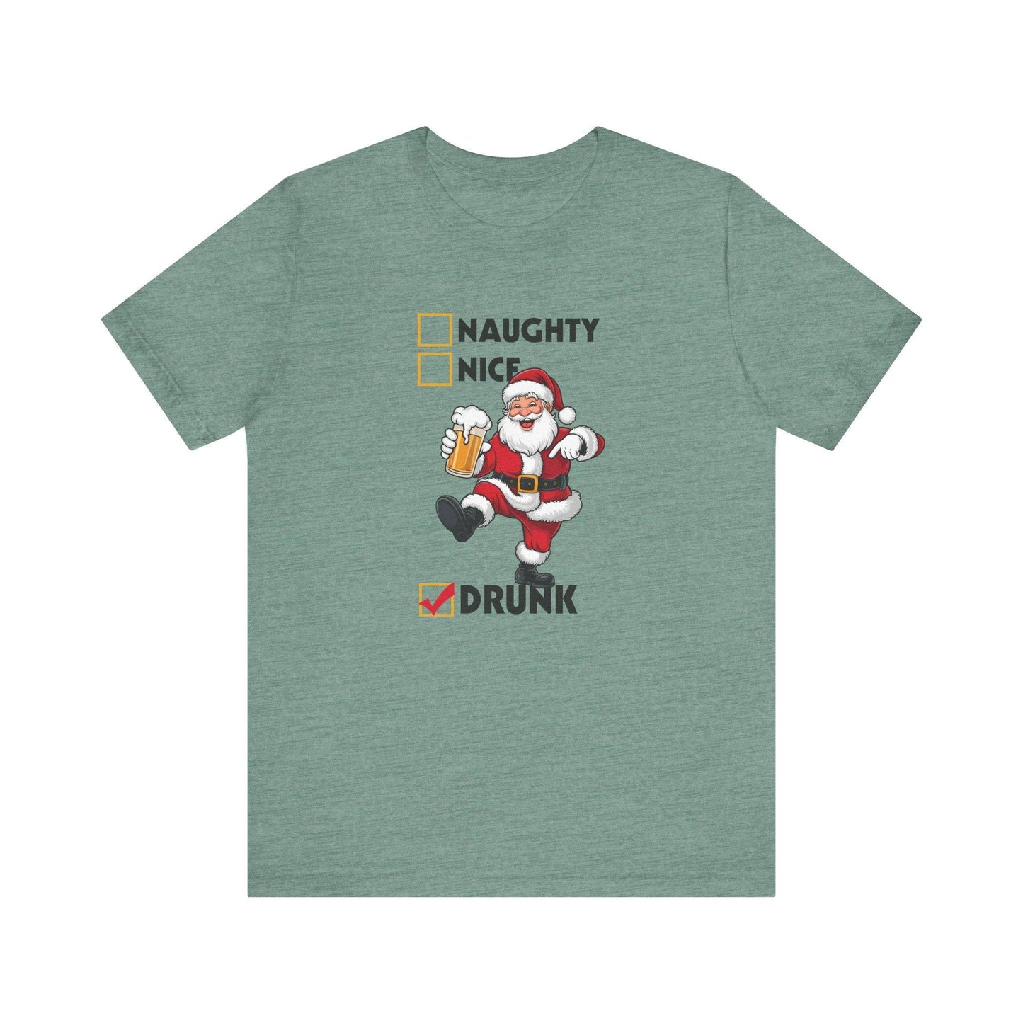 Santa Drunk Checklist Christmas T-Shirt - Funny Holiday Shirt - Goateez Style