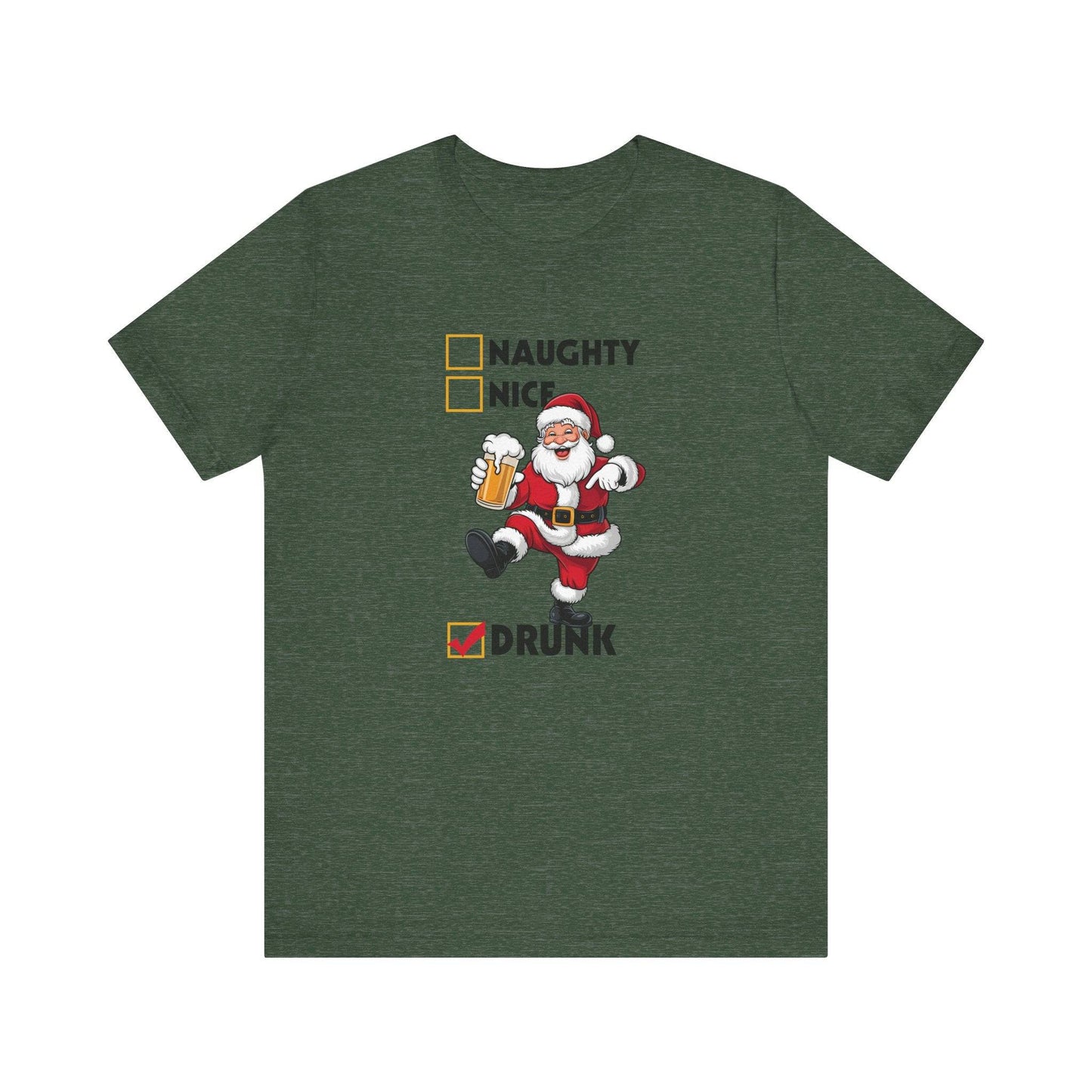 Santa Drunk Checklist Christmas T-Shirt - Funny Holiday Shirt - Goateez Style