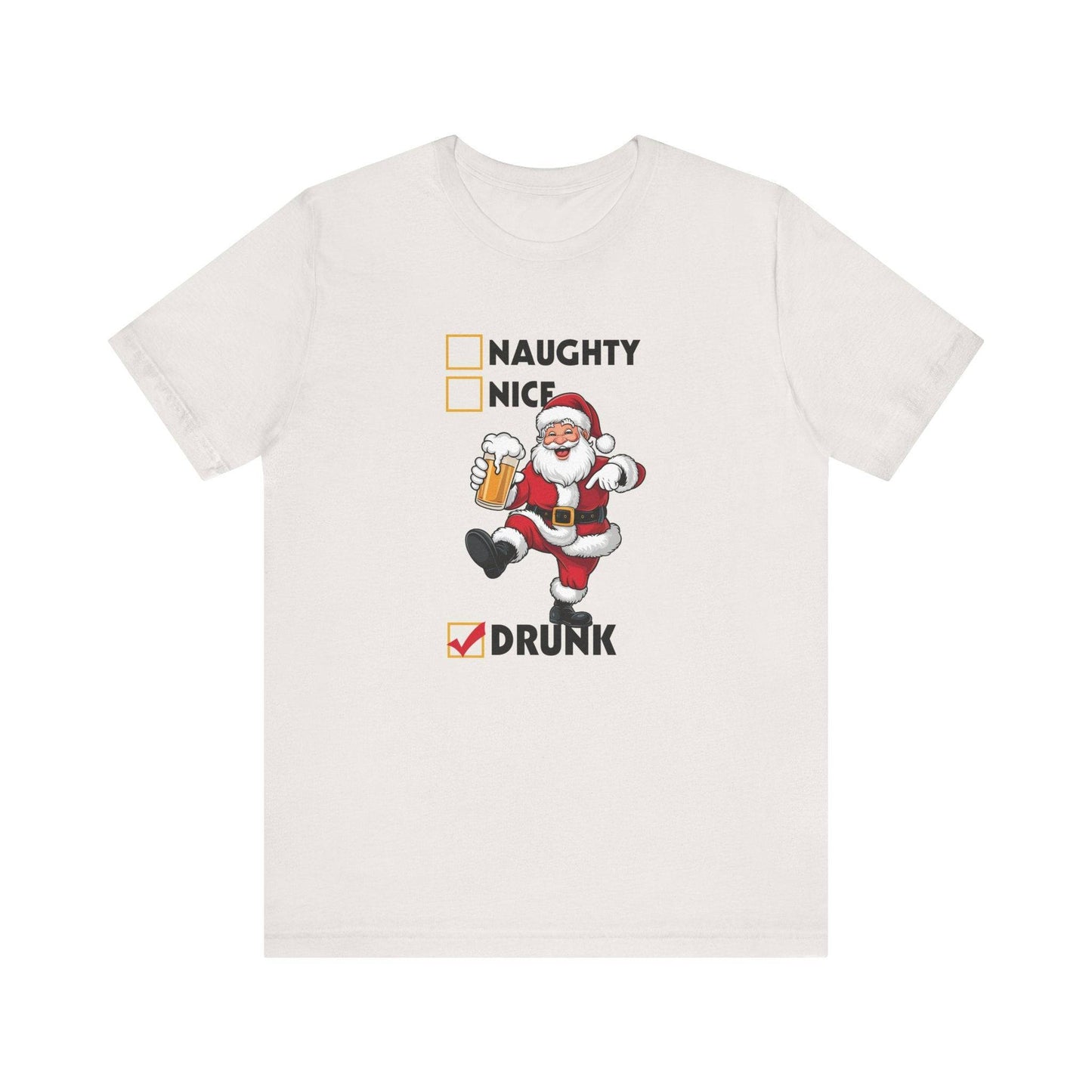 Santa Drunk Checklist Christmas T-Shirt - Funny Holiday Shirt - Goateez Style