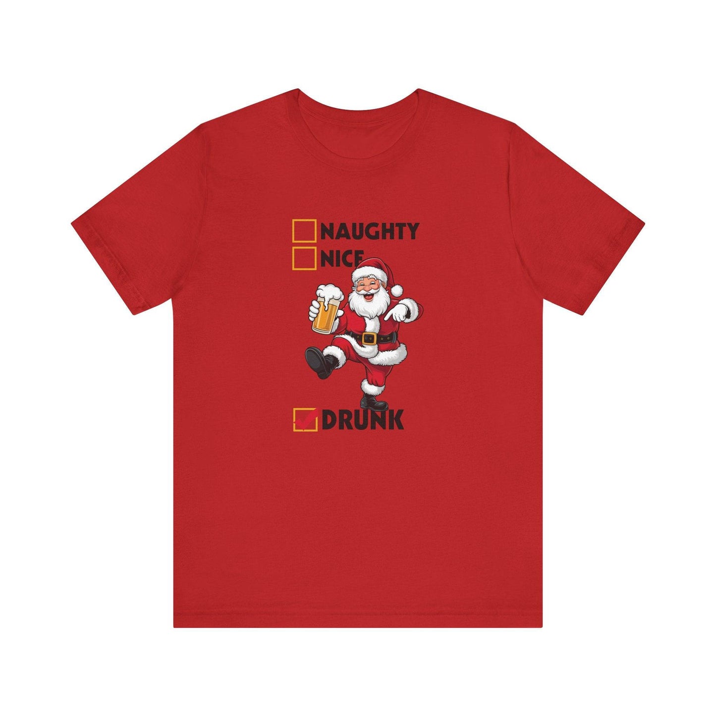 Santa Drunk Checklist Christmas T-Shirt - Funny Holiday Shirt - Goateez Style