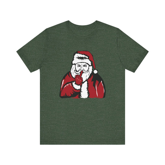 Santa Flipping the Bird Funny Christmas T-Shirt Holiday Humor - Goateez Style