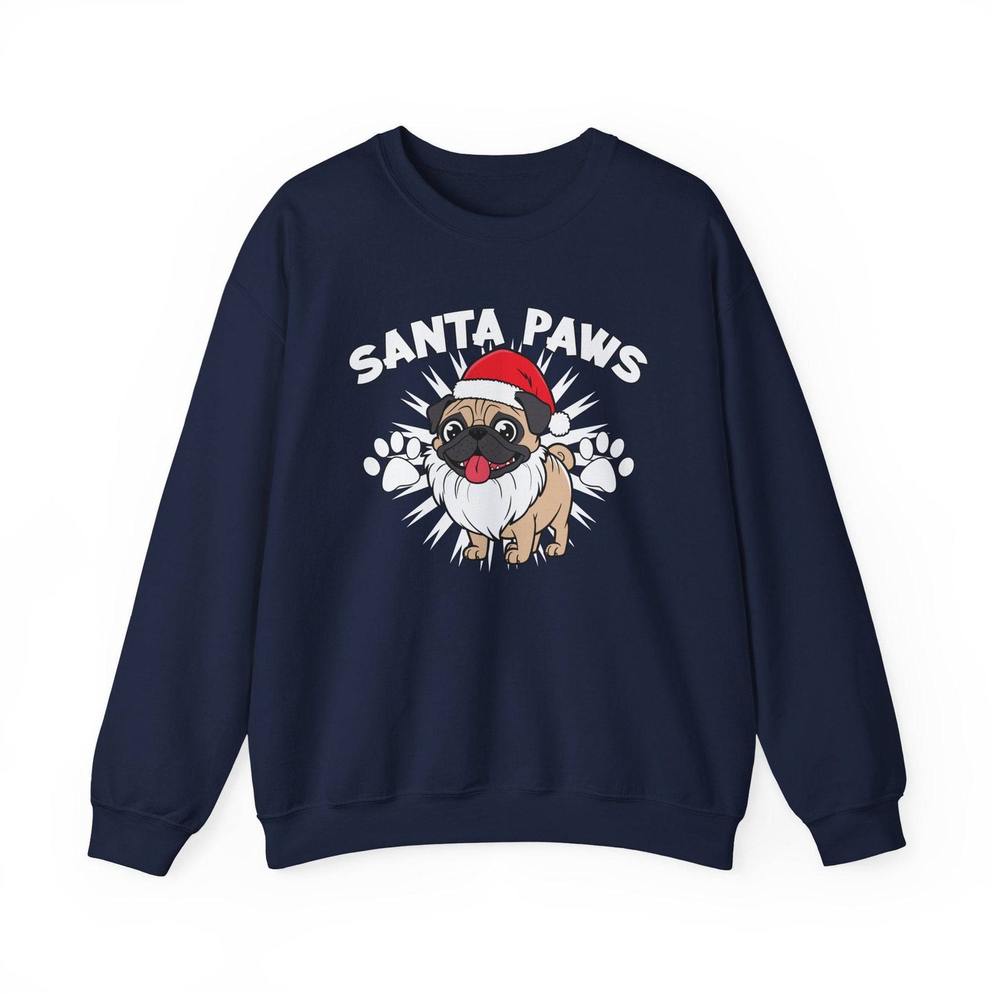 Santa Paws Pug Christmas Sweatshirt Cute Holiday Dog Lover Gift - Goateez Style