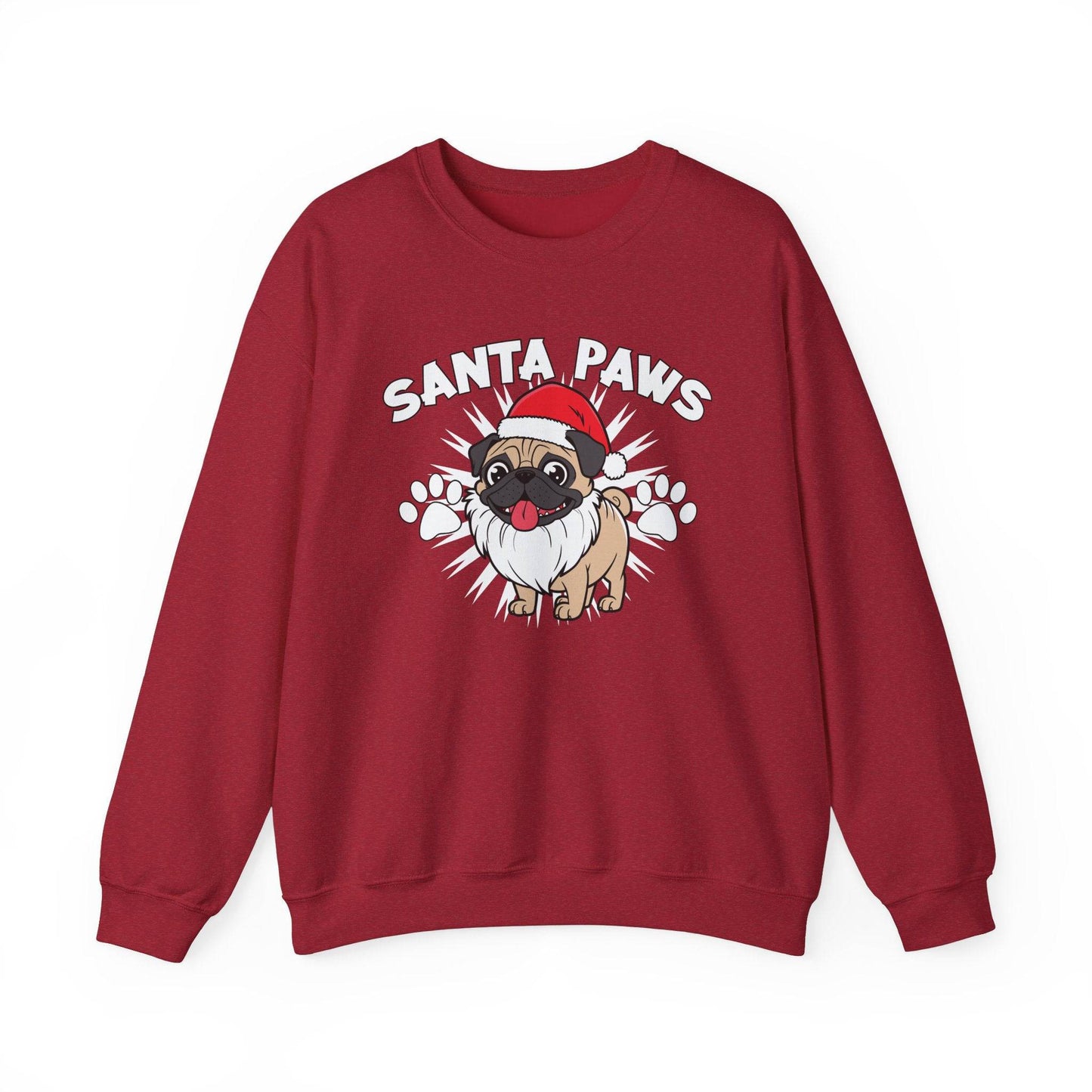 Santa Paws Pug Christmas Sweatshirt Cute Holiday Dog Lover Gift - Goateez Style