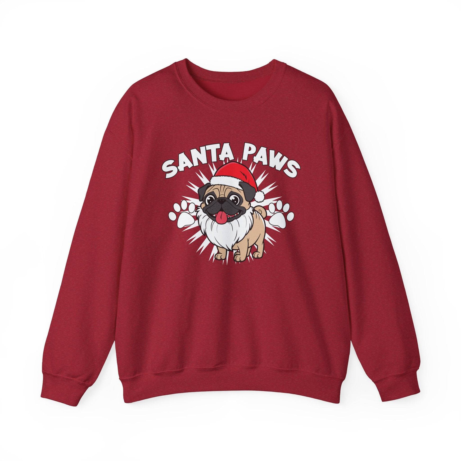 Santa Paws Pug Christmas Sweatshirt Cute Holiday Dog Lover Gift - Goateez Style