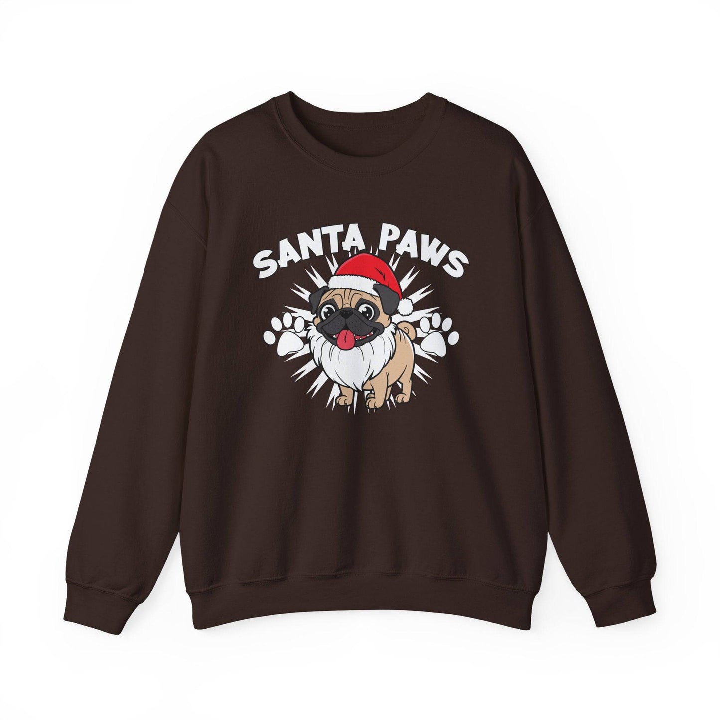 Santa Paws Pug Christmas Sweatshirt Cute Holiday Dog Lover Gift - Goateez Style
