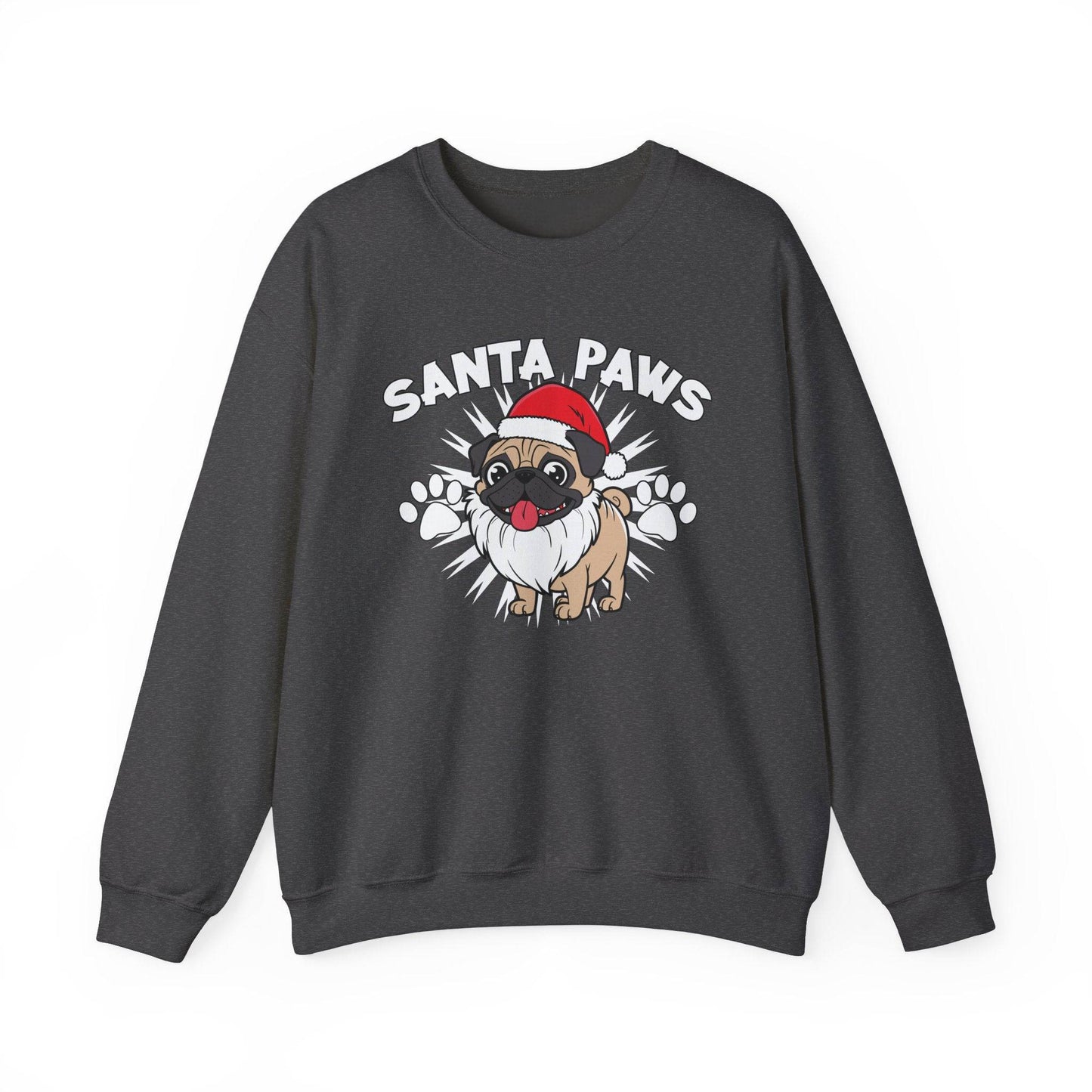 Santa Paws Pug Christmas Sweatshirt Cute Holiday Dog Lover Gift - Goateez Style