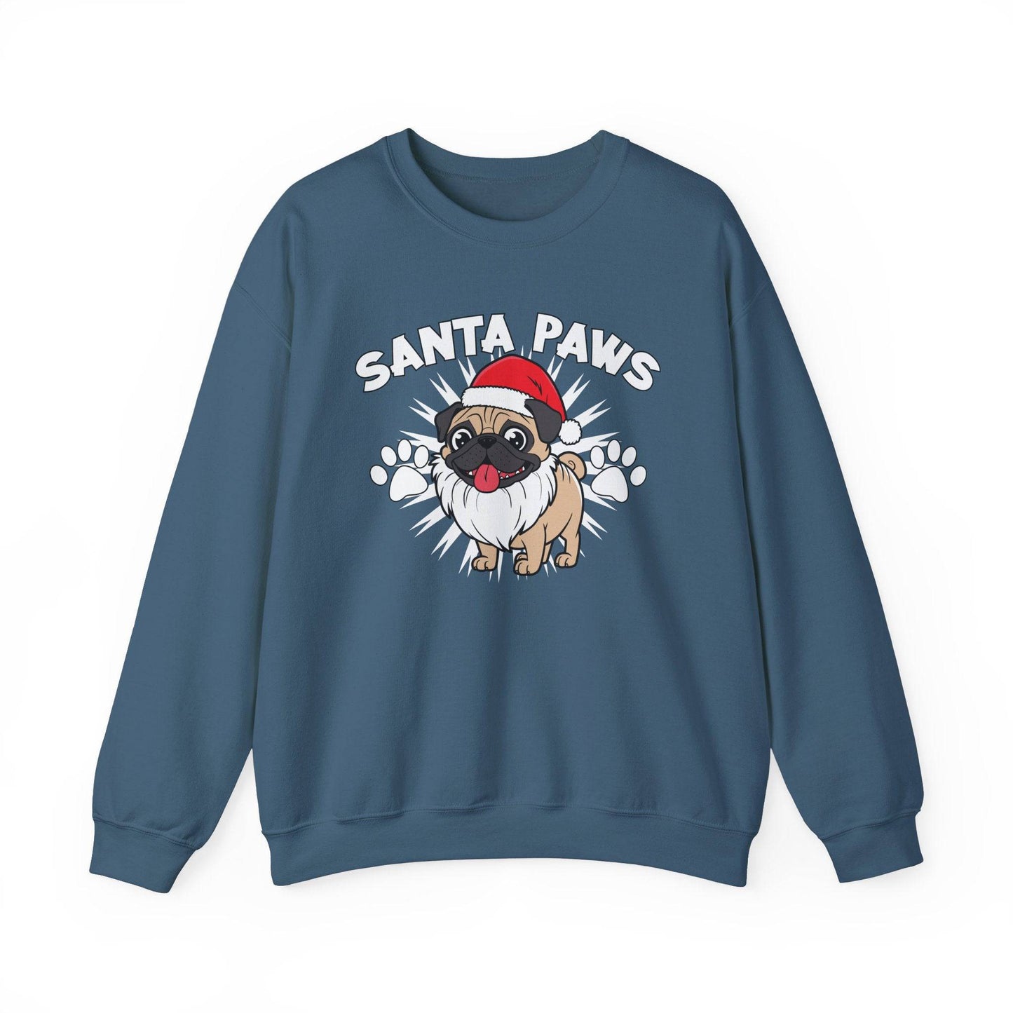 Santa Paws Pug Christmas Sweatshirt Cute Holiday Dog Lover Gift - Goateez Style