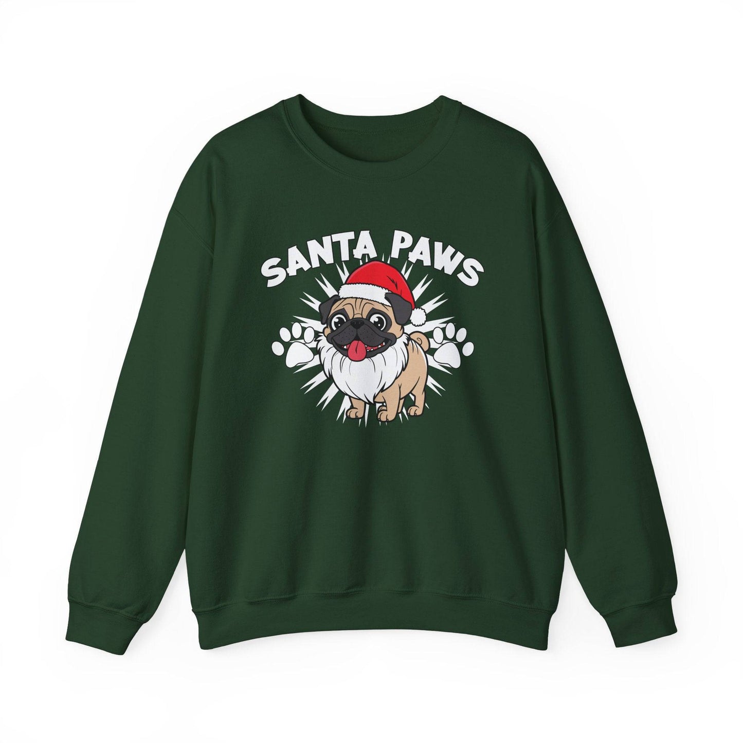 Santa Paws Pug Christmas Sweatshirt Cute Holiday Dog Lover Gift - Goateez Style