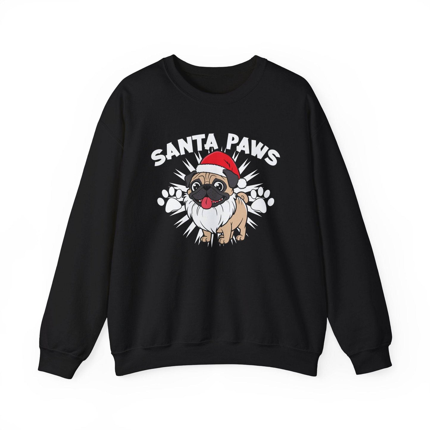 Santa Paws Pug Christmas Sweatshirt Cute Holiday Dog Lover Gift - Goateez Style
