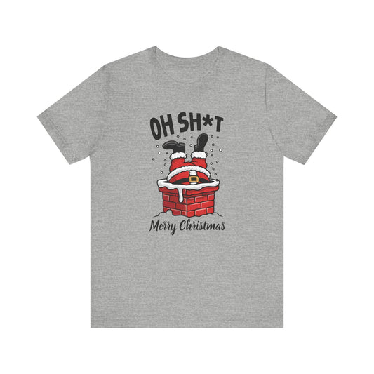 Santa Stuck in Chimney Christmas T-Shirt - Funny Holiday Graphic Tee - Goateez Style