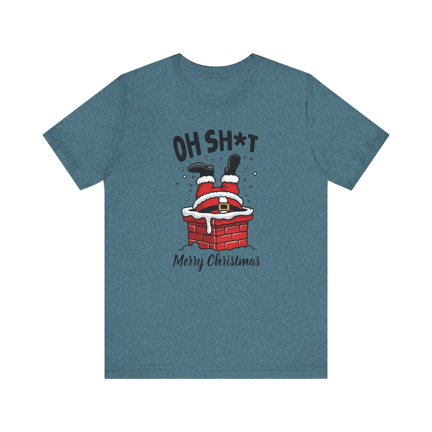 Santa Stuck in Chimney Christmas T-Shirt - Funny Holiday Graphic Tee - Goateez Style