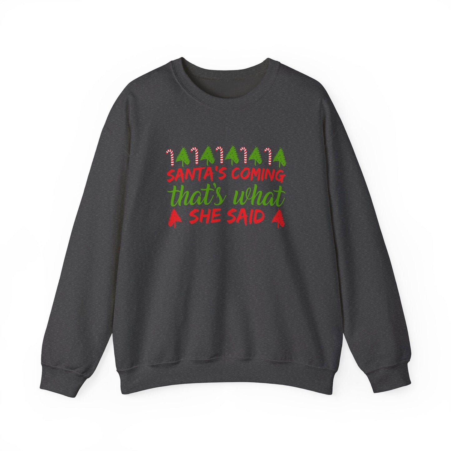 Santa's Coming Funny Christmas Sweatshirt - Cheeky Holiday Humor for Adults - Goateez Style