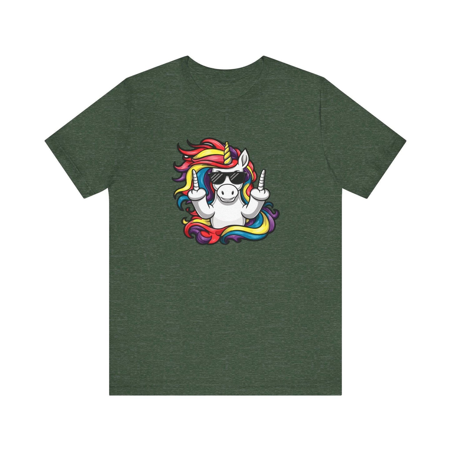 Sassy Unicorn Middle Finger T-Shirt - Bold and Funny Rainbow Unicorn Tee - Goateez Style