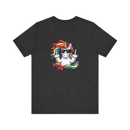 Sassy Unicorn Middle Finger T-Shirt - Bold and Funny Rainbow Unicorn Tee - Goateez Style