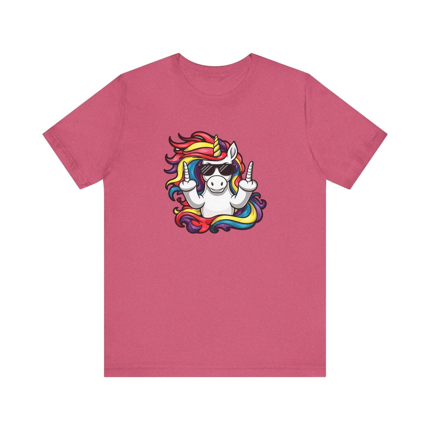 Sassy Unicorn Middle Finger T-Shirt - Bold and Funny Rainbow Unicorn Tee - Goateez Style