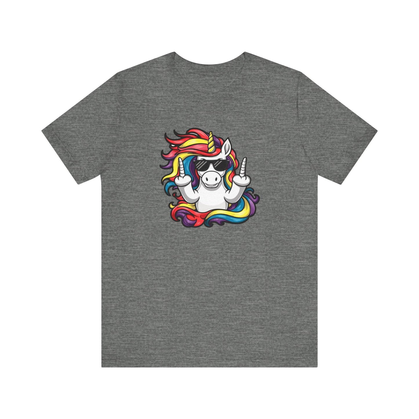 Sassy Unicorn Middle Finger T-Shirt - Bold and Funny Rainbow Unicorn Tee - Goateez Style