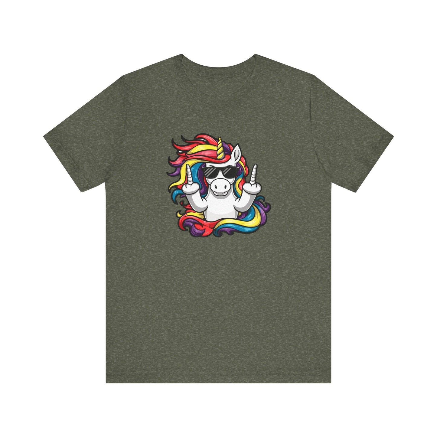 Sassy Unicorn Middle Finger T-Shirt - Bold and Funny Rainbow Unicorn Tee - Goateez Style