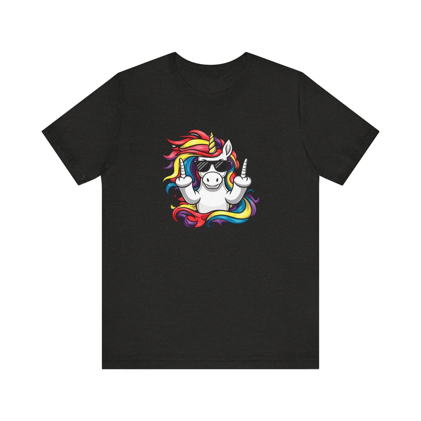 Sassy Unicorn Middle Finger T-Shirt - Bold and Funny Rainbow Unicorn Tee - Goateez Style