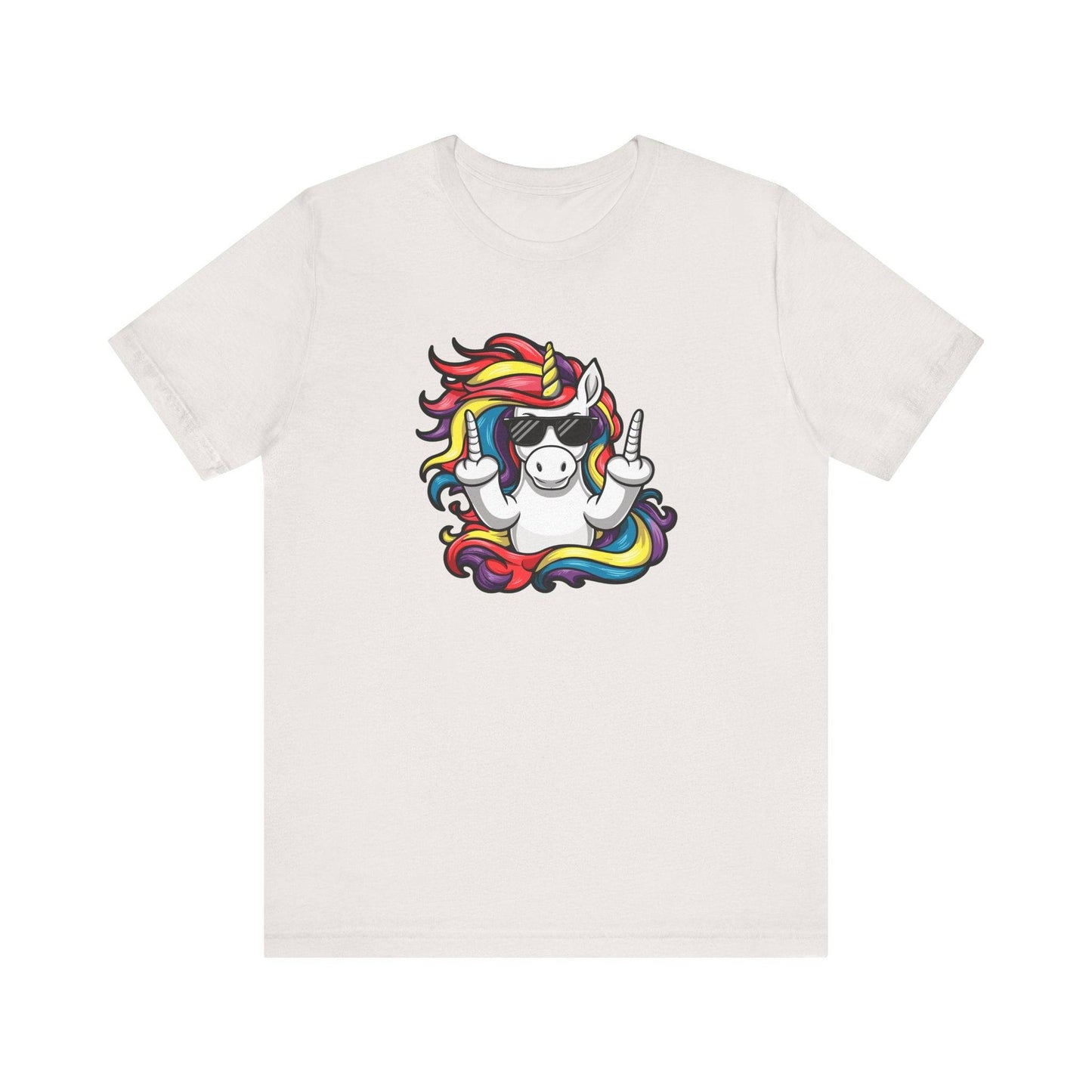 Sassy Unicorn Middle Finger T-Shirt - Bold and Funny Rainbow Unicorn Tee - Goateez Style