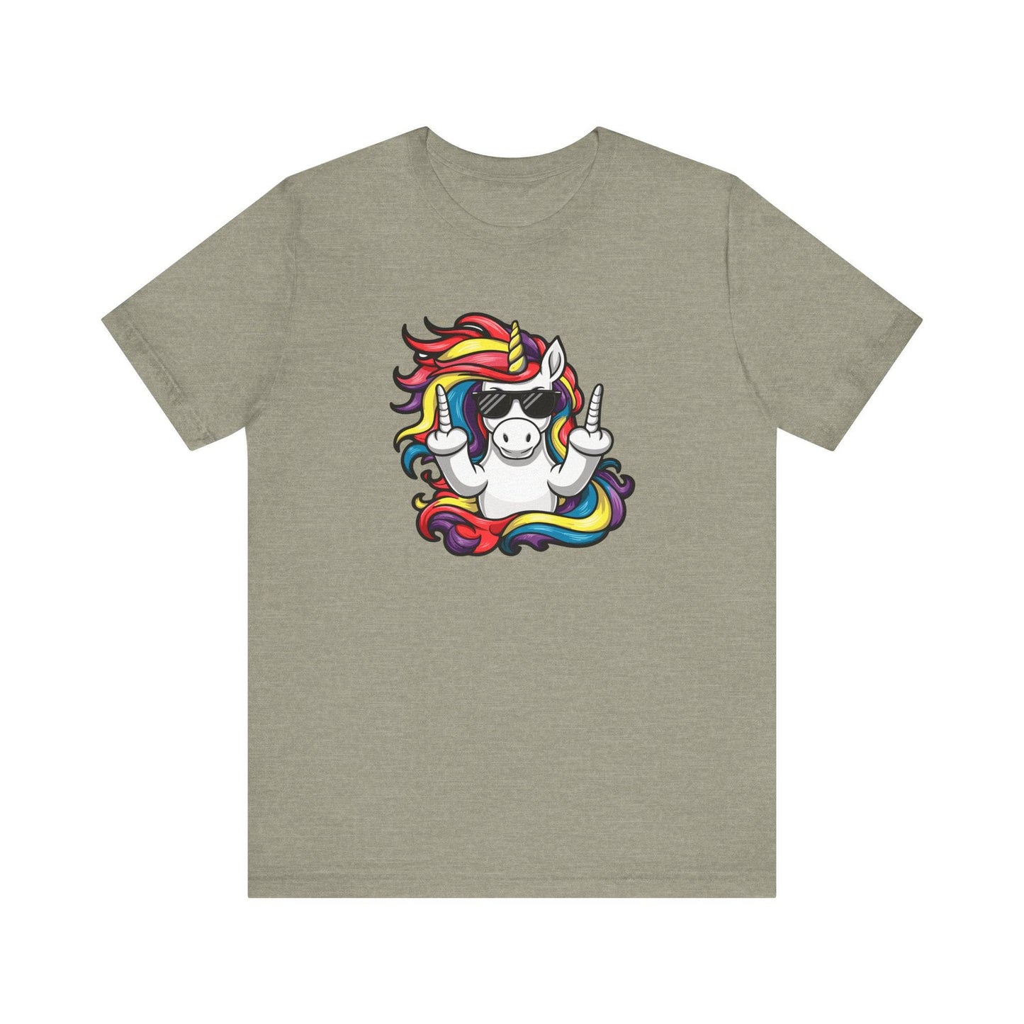 Sassy Unicorn Middle Finger T-Shirt - Bold and Funny Rainbow Unicorn Tee - Goateez Style