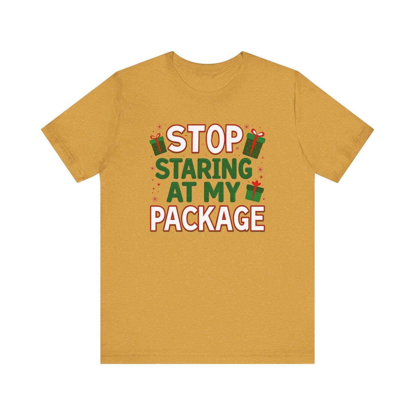 Stop Staring at My Package Funny Christmas T-Shirt - Goateez Style