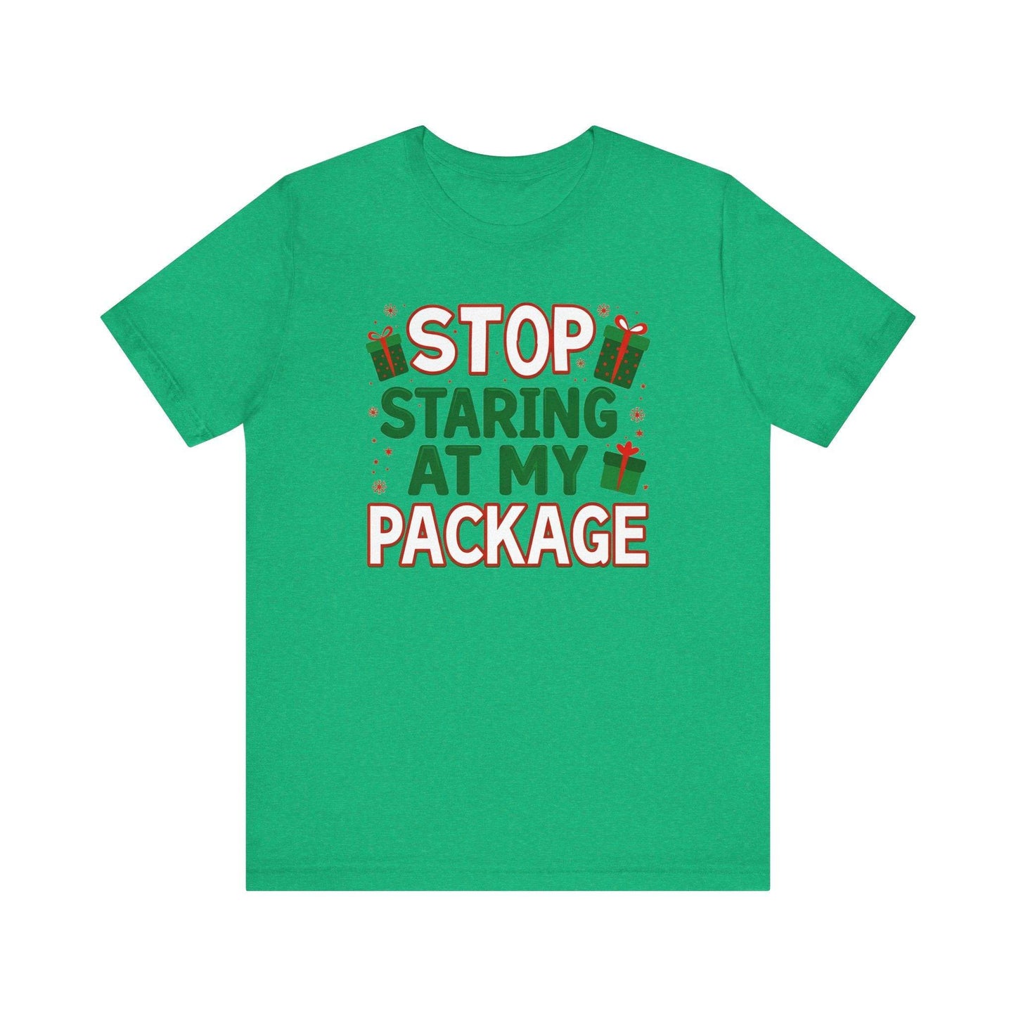 Stop Staring at My Package Funny Christmas T-Shirt - Goateez Style