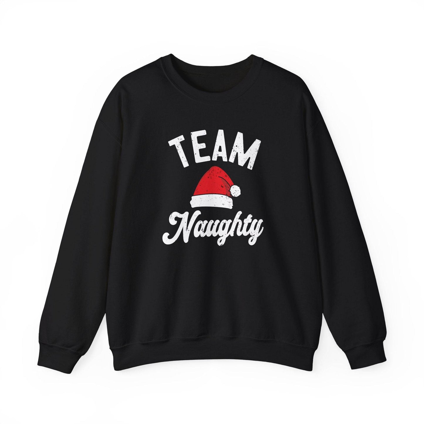 Team Naughty Funny Christmas Sweatshirt - Santa Hat Holiday Humor - Goateez Style