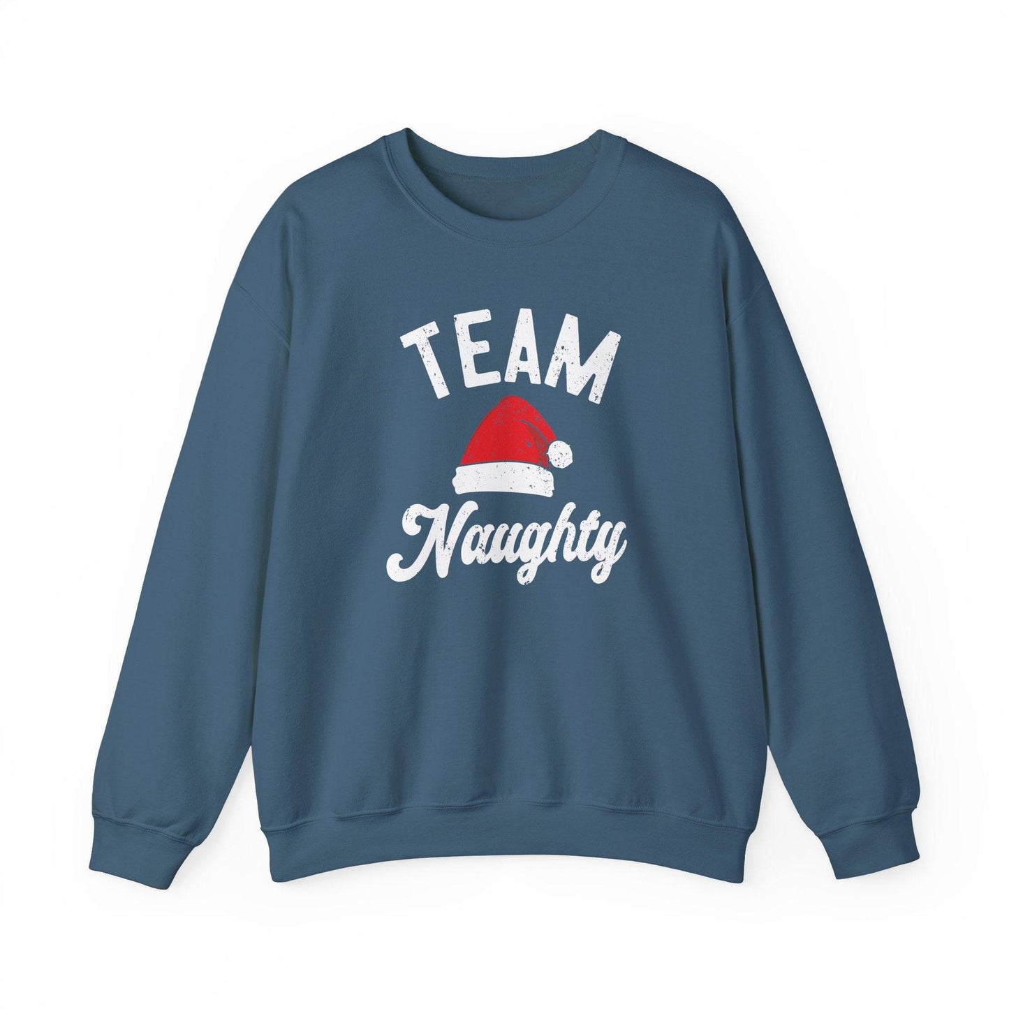 Team Naughty Funny Christmas Sweatshirt - Santa Hat Holiday Humor - Goateez Style