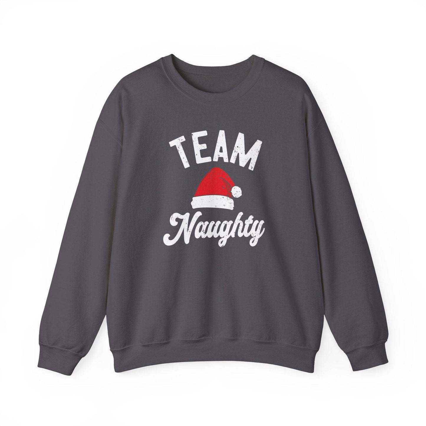 Team Naughty Funny Christmas Sweatshirt - Santa Hat Holiday Humor - Goateez Style