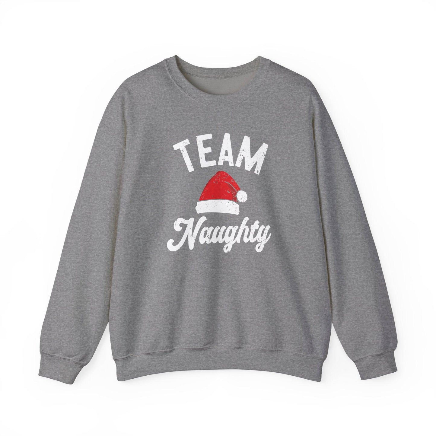 Team Naughty Funny Christmas Sweatshirt - Santa Hat Holiday Humor - Goateez Style