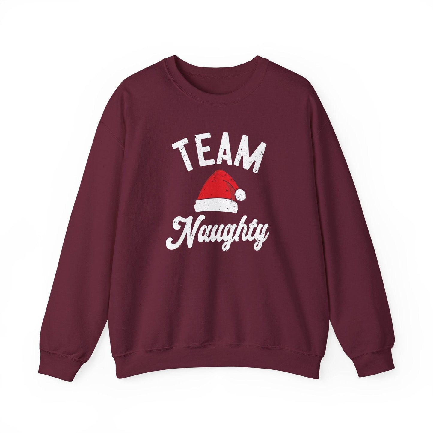 Team Naughty Funny Christmas Sweatshirt - Santa Hat Holiday Humor - Goateez Style