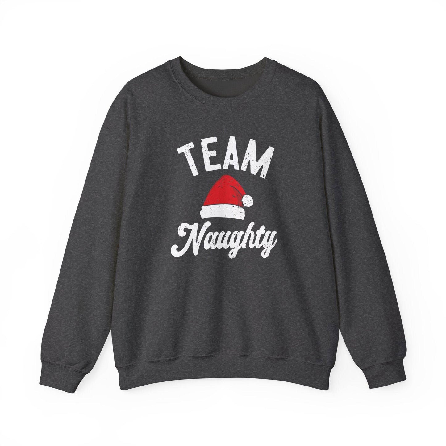 Team Naughty Funny Christmas Sweatshirt - Santa Hat Holiday Humor - Goateez Style