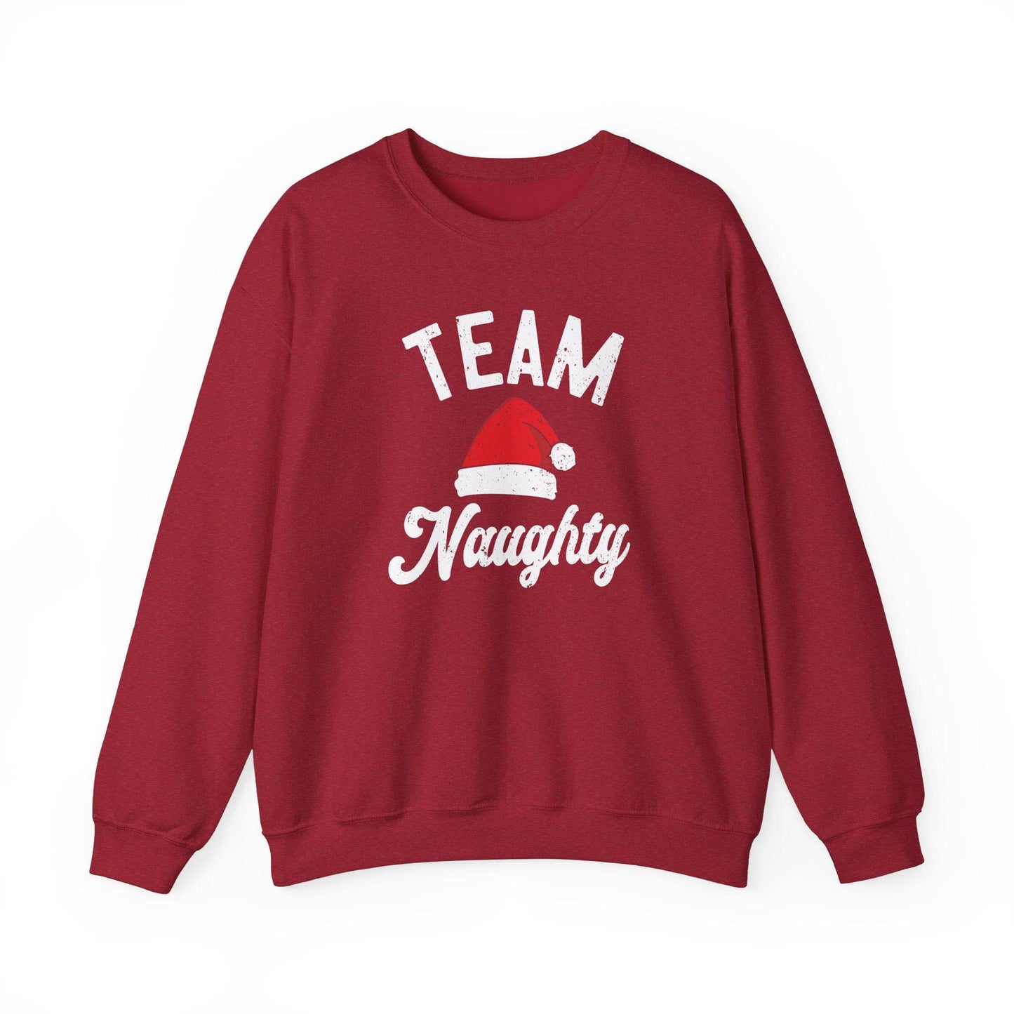 Team Naughty Funny Christmas Sweatshirt - Santa Hat Holiday Humor - Goateez Style