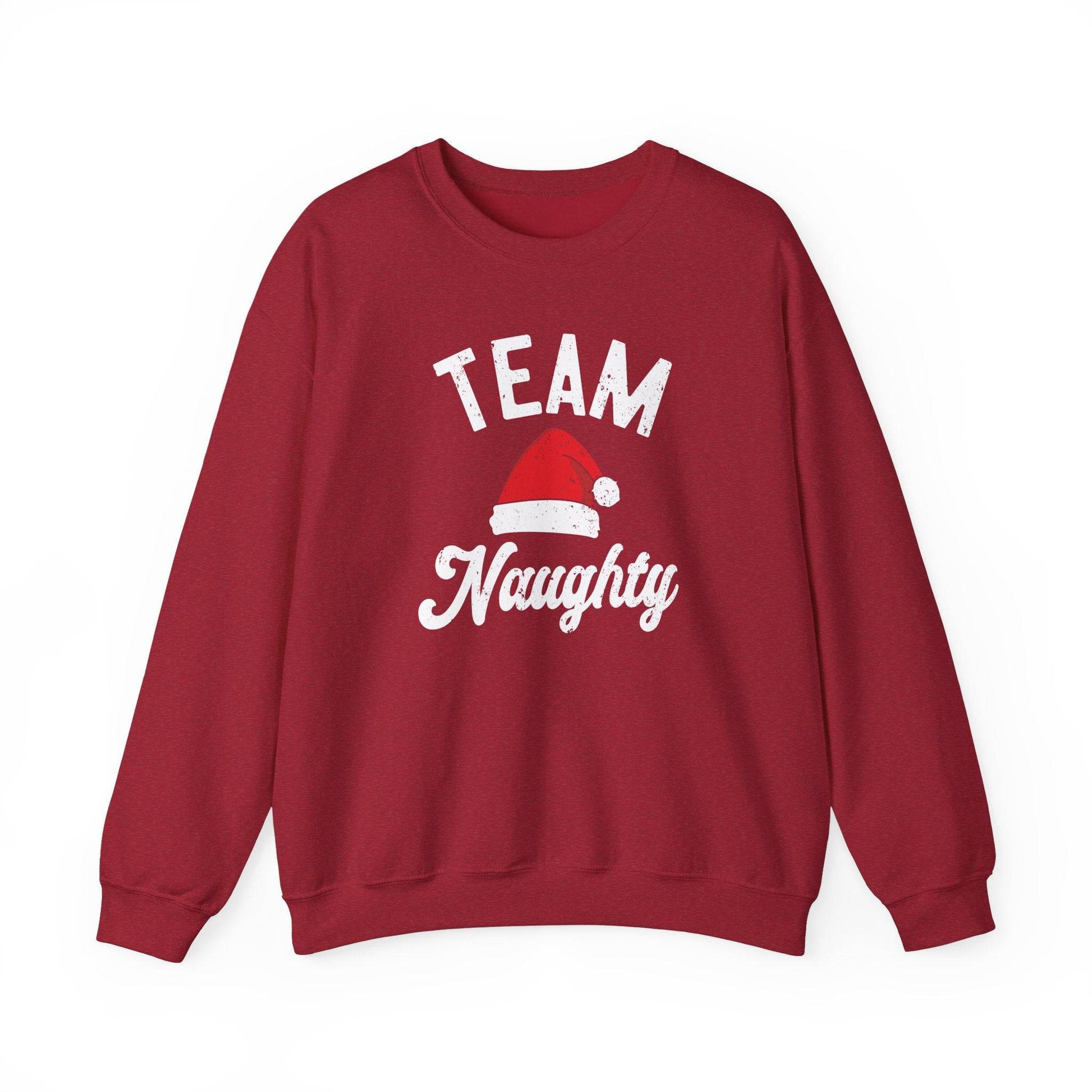 Team Naughty Funny Christmas Sweatshirt - Santa Hat Holiday Humor - Goateez Style