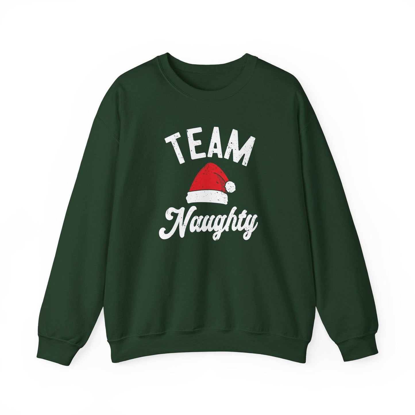 Team Naughty Funny Christmas Sweatshirt - Santa Hat Holiday Humor - Goateez Style