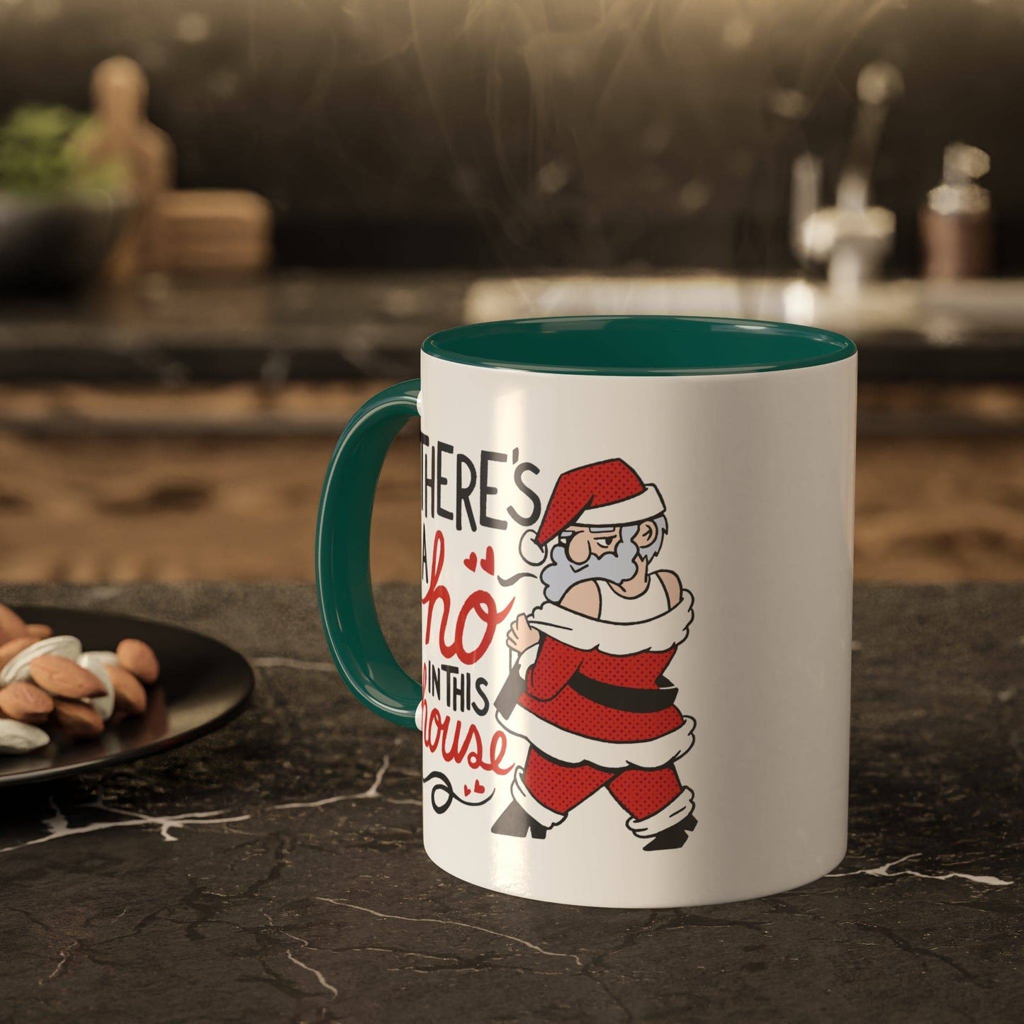 There's a Ho in This House Santa Mug - Funny Adult Christmas Coffee Cup - Goateez Style