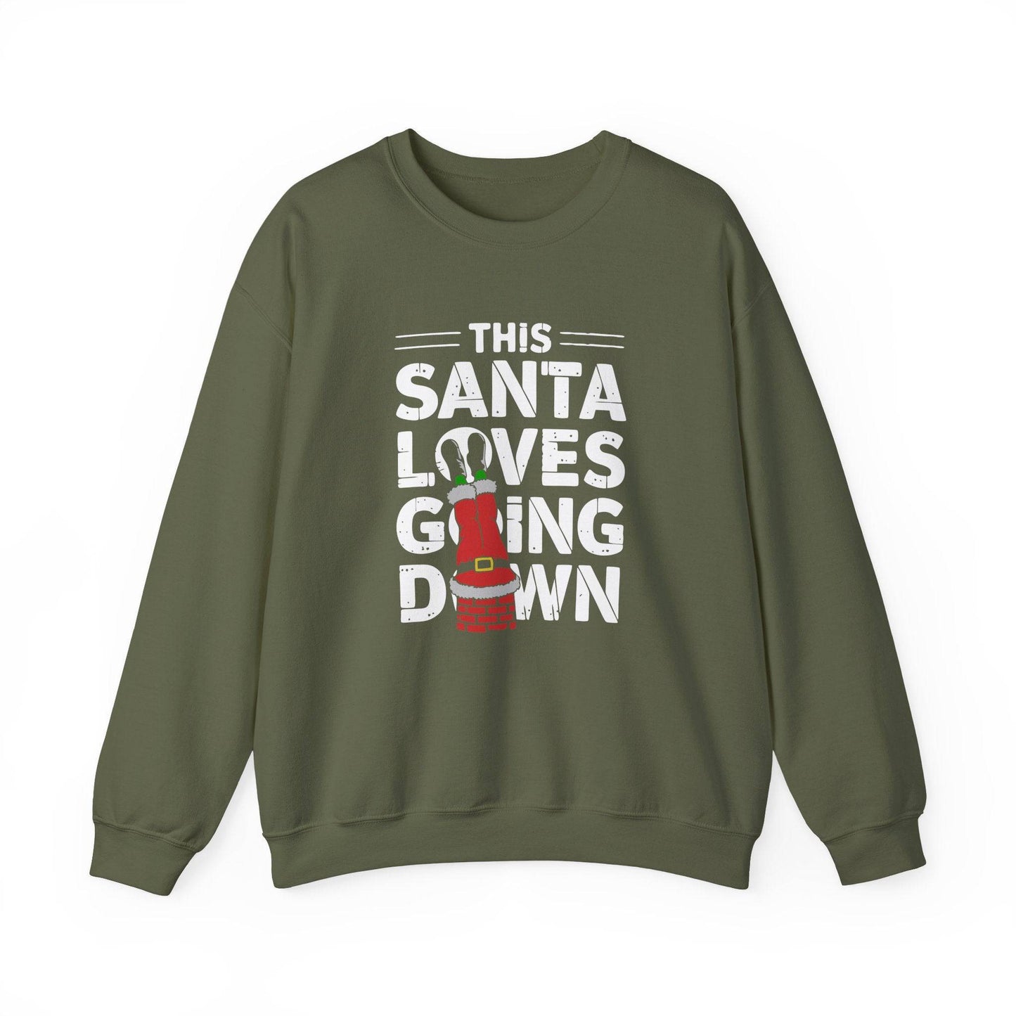 This Santa Loves Going Down Sweatshirt - Naughty Christmas Humor - Goateez Style