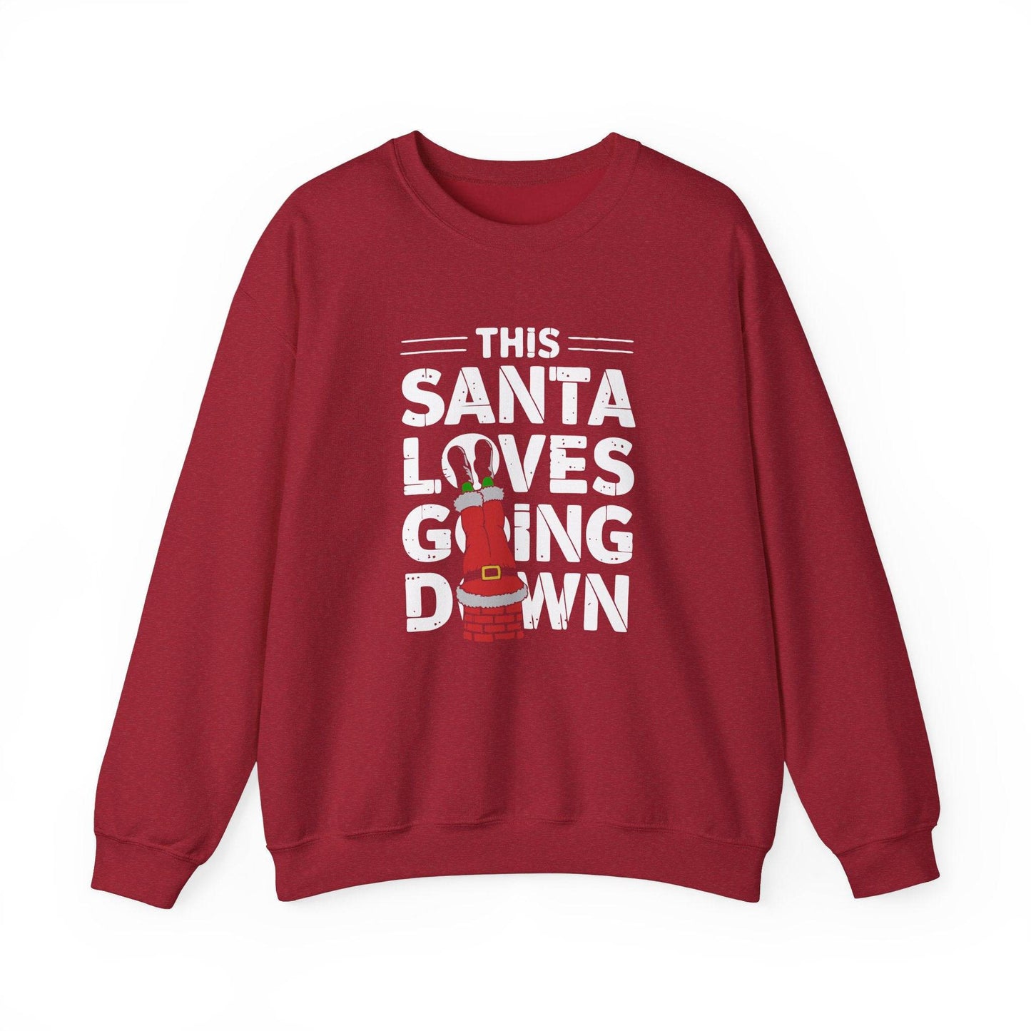 This Santa Loves Going Down Sweatshirt - Naughty Christmas Humor - Goateez Style