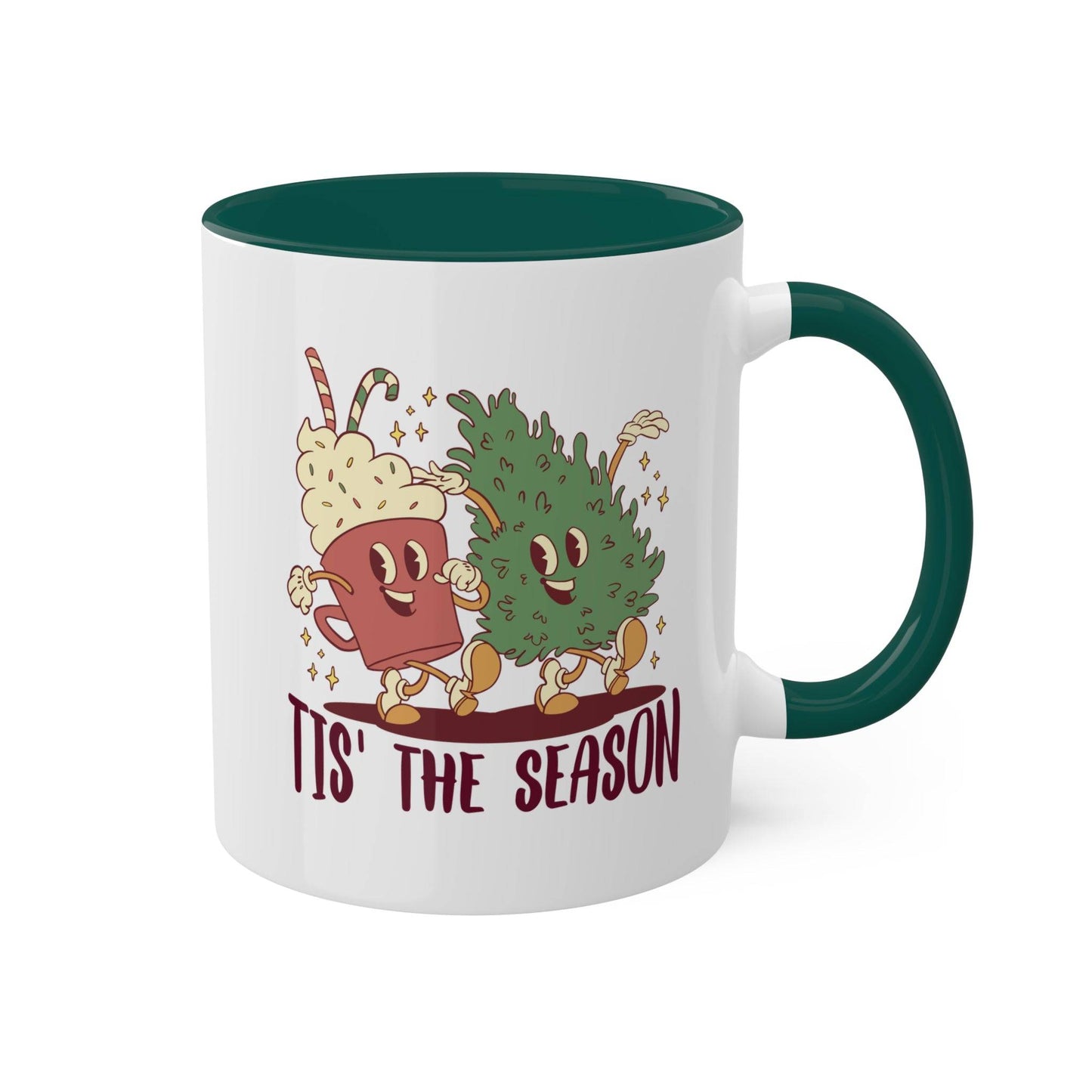 Tis the Season Coffee Mug - Festive Christmas Tree & Hot Cocoa Design - Goateez Style